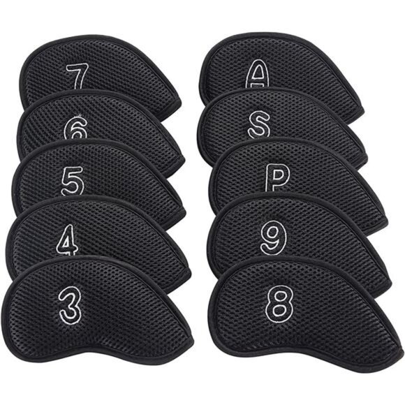 10Pcs/Pack New Meshy Golf Iron Covers Set Golf Club Head Cover Fit Most Irons - Picture 2 of 5